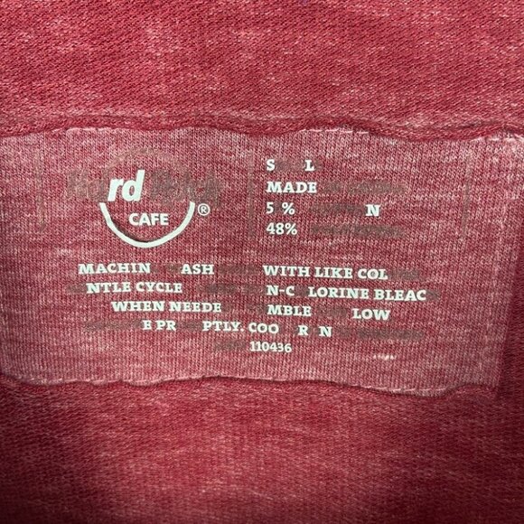 Hard Rock Cafe Lightweight Sweatshirt Size Small Burgundy French Terry Sweater S - Picture 6 of 9